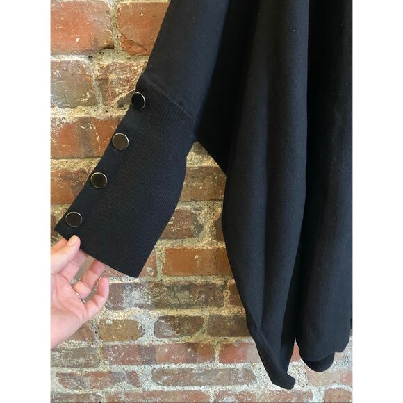 ANNE KLEIN • NWT • Black Oversized Batwing Turtleneck Sweater Fitted Multi Butto - Picture 3 of 12